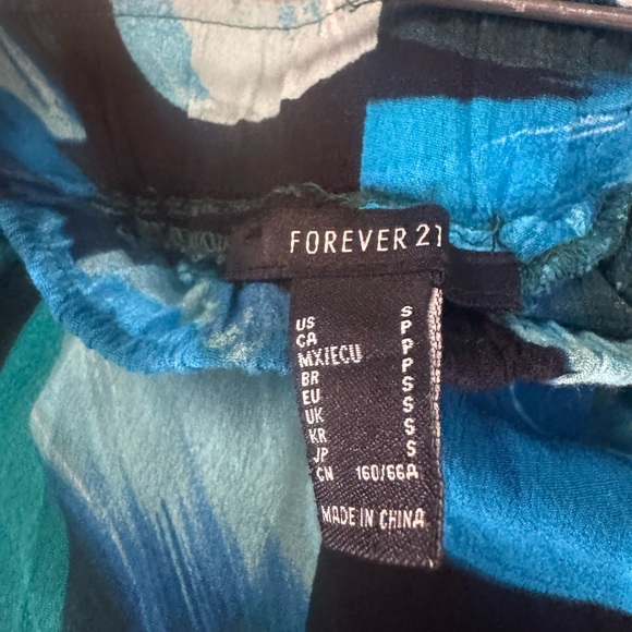 Forever 21 Blue & Teal Floral Wide Leg Pants - Picture 6 of 6